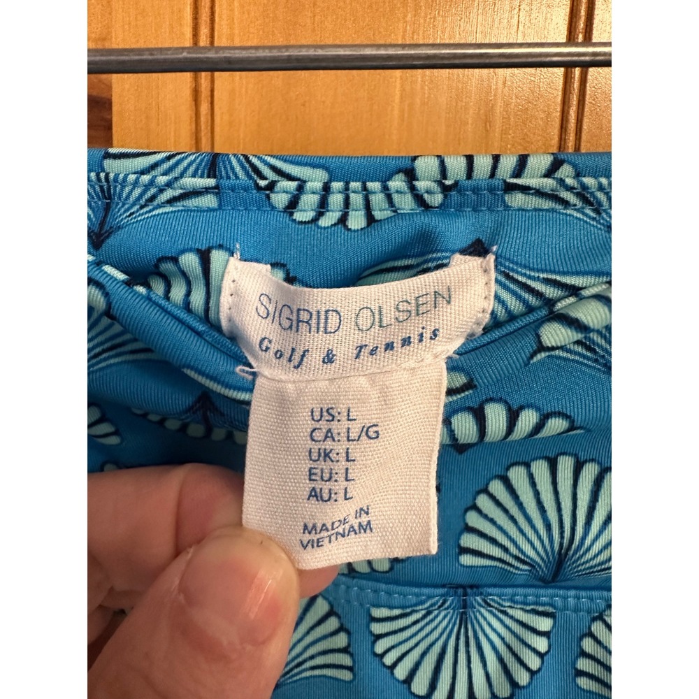 Sigrid Olsen Golf & Tennis Skort Blue White Shell Print Active Skirt Nautical L - Picture 3 of 6